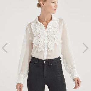 7 For All Mankind. BRAND NEW Ruffled Soft White Blouse